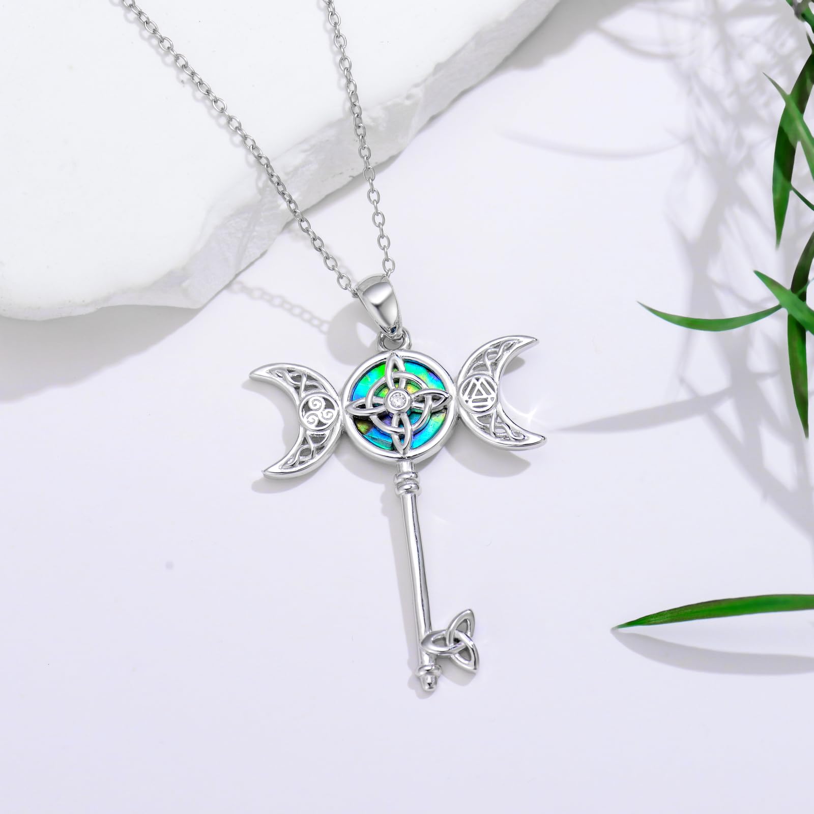 Collar de nudo de bruja, plata de ley, collar con colgante de nudo de bruja, piedra natal, nudo de bruja celta, regalo para mujer