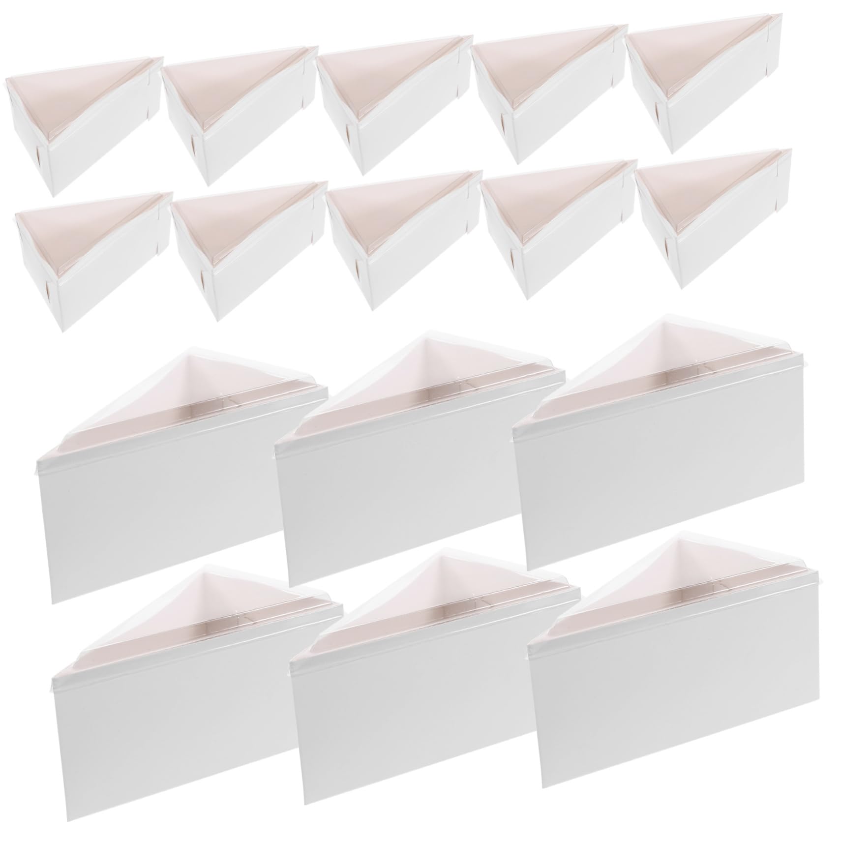 MUCKLILY 50 Sets Cake Slice Containers Mousse Pizza Box Transparent Lid for Parties Events Safe Material for Bakery Sandwich Biscuit Packaging