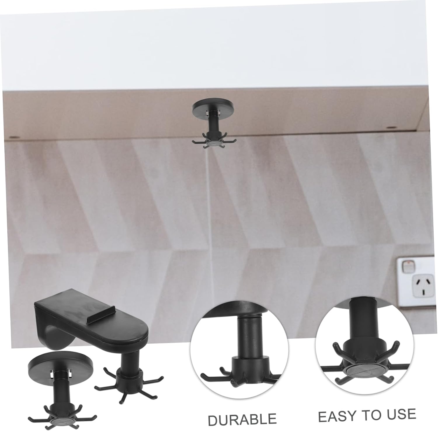 BESTOYARD 2pcs Swivel Kitchen Hook Nail- Hooks Cooking Utensils Holder Wall Spoon Hanger Under Cabinet Utensil Hooks Wall Mount Clothes Rack Abs to Rotate Measuring Cup Mug