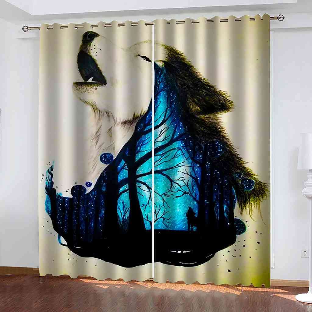 Rideau occultant à oeillets isolant thermique et phonique loup pour chambre 200x160cm