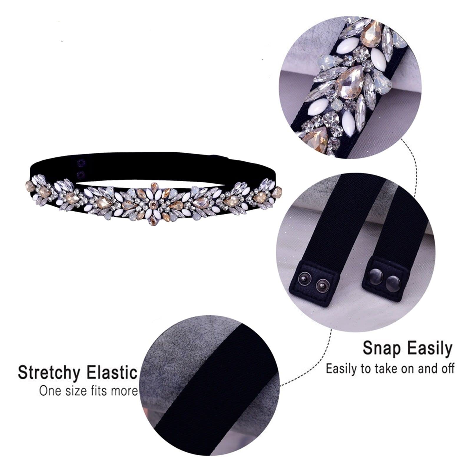 ZZSRJ Strass Ceinture élastique for Femmes Robe Pleine Cristal Femme Ceinture Ceinture Mode Dames Ceinture (Belt Length : 68-100cm, Color : 1)