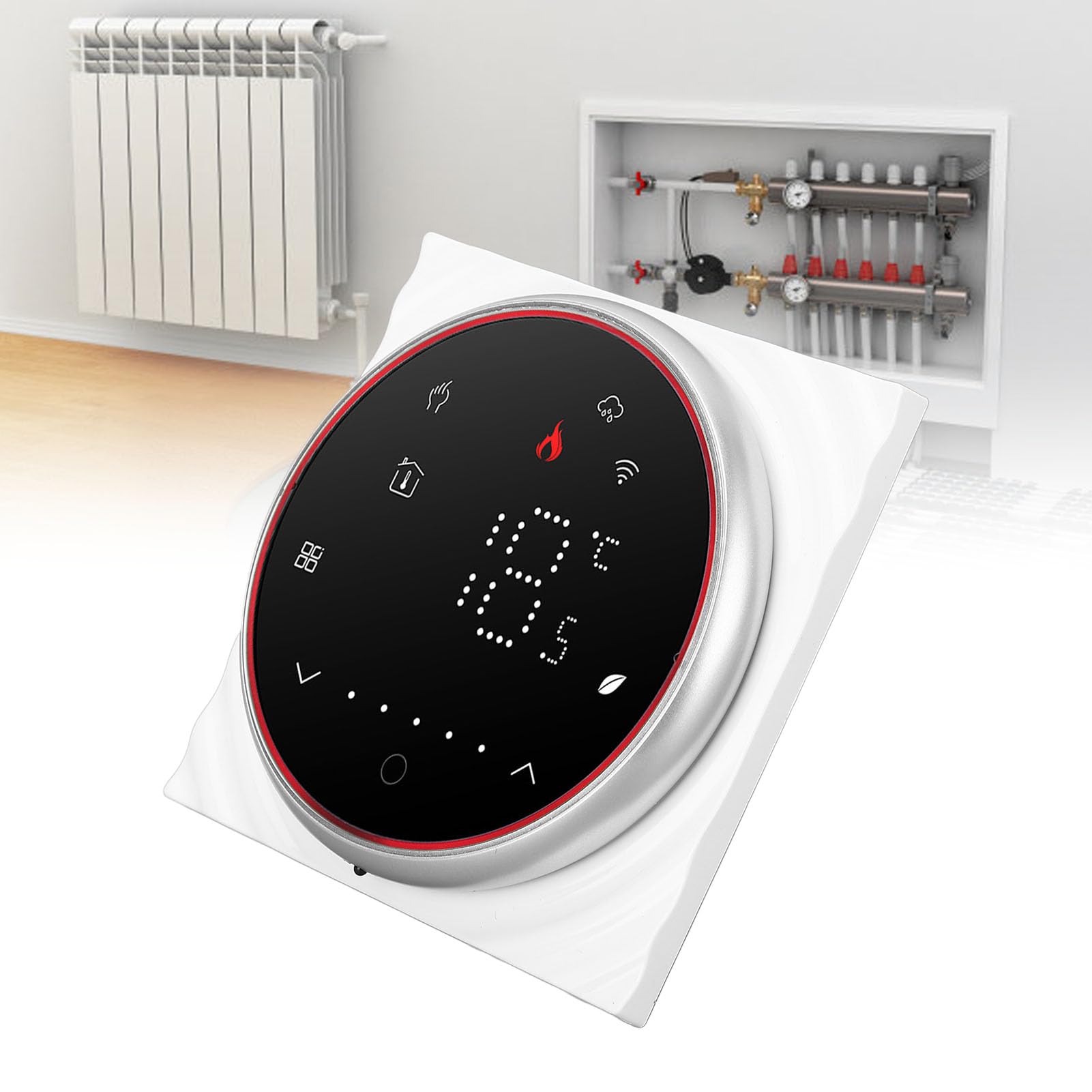 Jeanoko Inteligentny Termostat Domowy Programowalny Wyświetlacz LED do Ogrzewania Podłogowego, Energooszczędny Termostat do Użytku Domowego AC 95-240 V (Czarny)