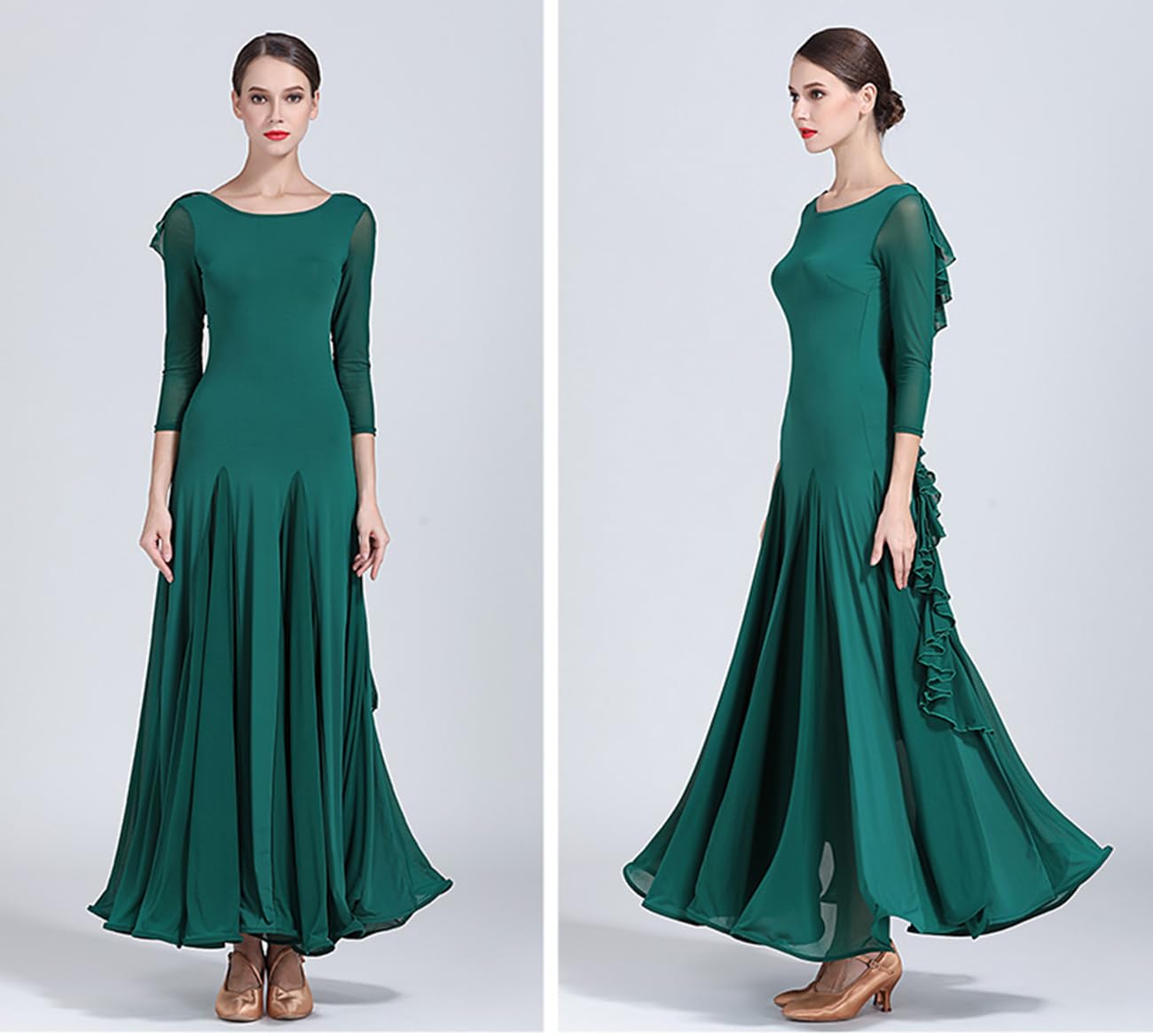 Modernes Gesellschaftstanzkleid für Damen, Rundhalsausschnitt, rückenfreies Design, professionelle Tanzaufführungskleider, nationaler Standardtanz, Walzer-Tango-Kleider