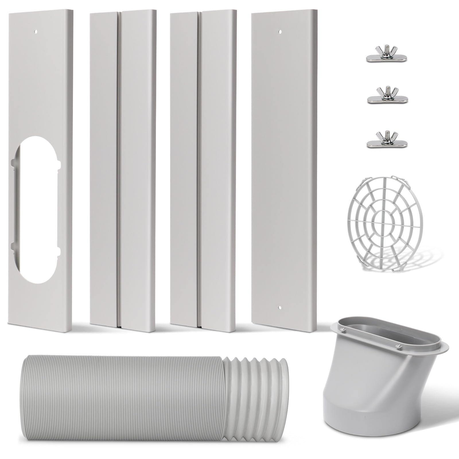 Portable AC Window Slide Kit with Exhaust Hose, Adjustable Window Seal for Air Conditioner Unit, Universal Sliding AC Vent Kit with 5.9” Round Coupler