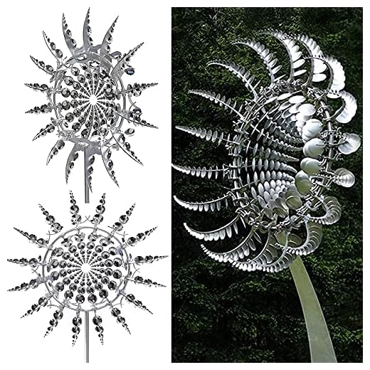 3PC Unique and Magical Metal Windmill Outdoor Wind Spinners, 3D Wind Powered Kinetic Sculpture, Lawn Solar Wind Spinners for Yard and Garden, Wind Catchers Metal Outdoor Patio Decoration