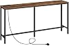 MAHANCRIS Console Table with Power Outlet, 160 cm Narrow Sofa Table, Industrial Entryway Table with USB Ports, Behind Couch Table for Entryway, Hallway, Foyer, Living Room, Rustic Brown ACTHR16KE01V
