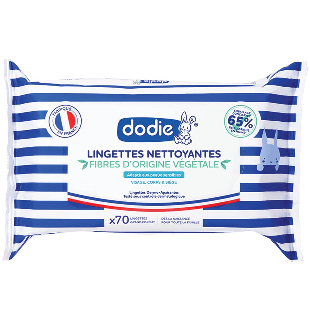 Dodie Cleansing Wipes Botanical Origin Fibers 70 Large Wipes, white, 70 count (Pack of 1)