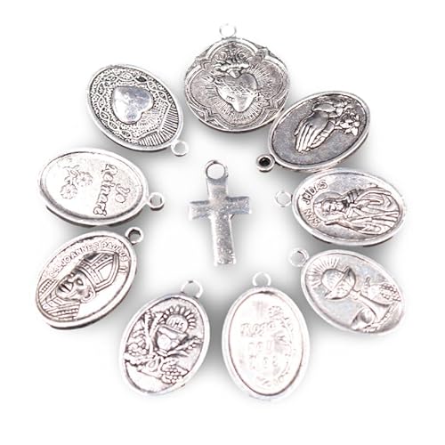 20pcs Silver Plated Assorted Catholic Religious Medals, Mixed Saints and