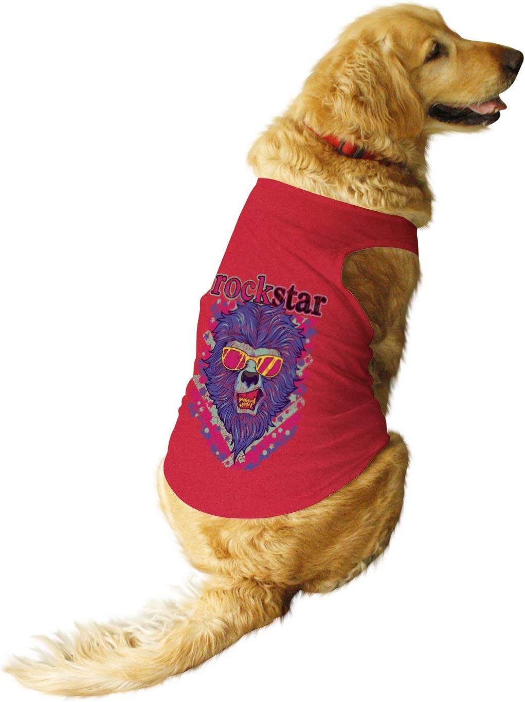 Pet Rockstar Loin Printed Round Neck Sleeveless Vest Tank T-Shirt/Tees for Dog Clothes Summer Apparel./Medium (Chubby Pugs, Beagle etc.)