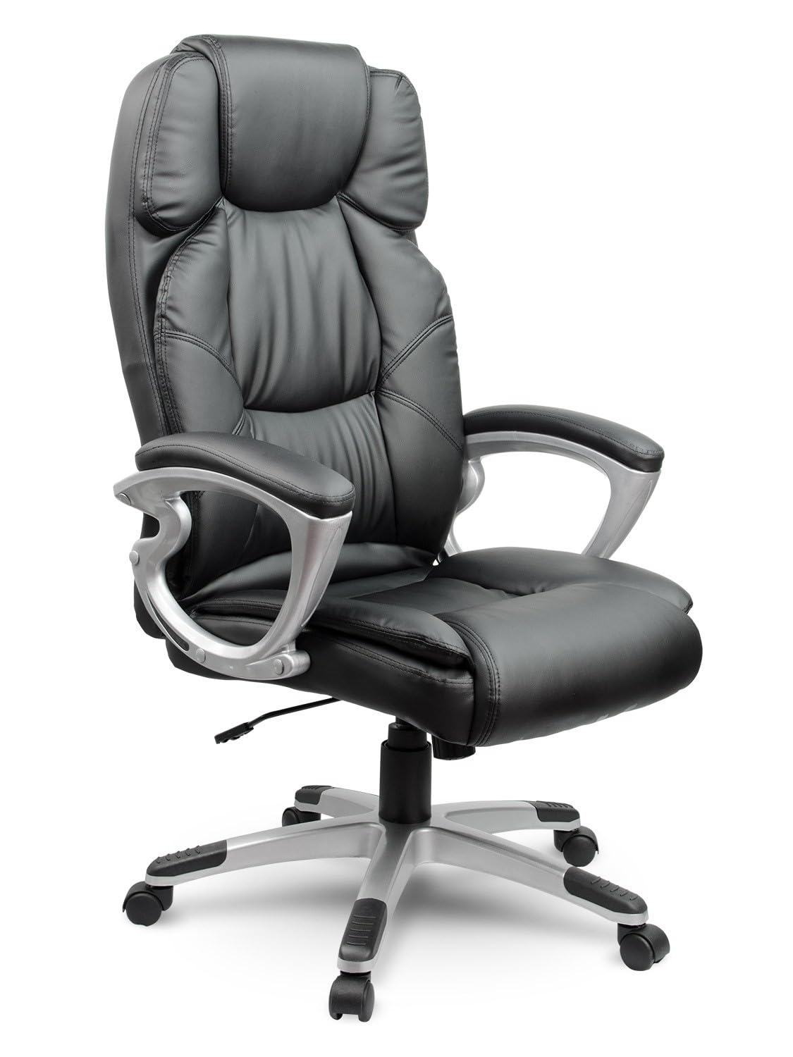 Fauteuil de bureau pivotant en cuir synthétique noir siège rotatif EAGO - 5
