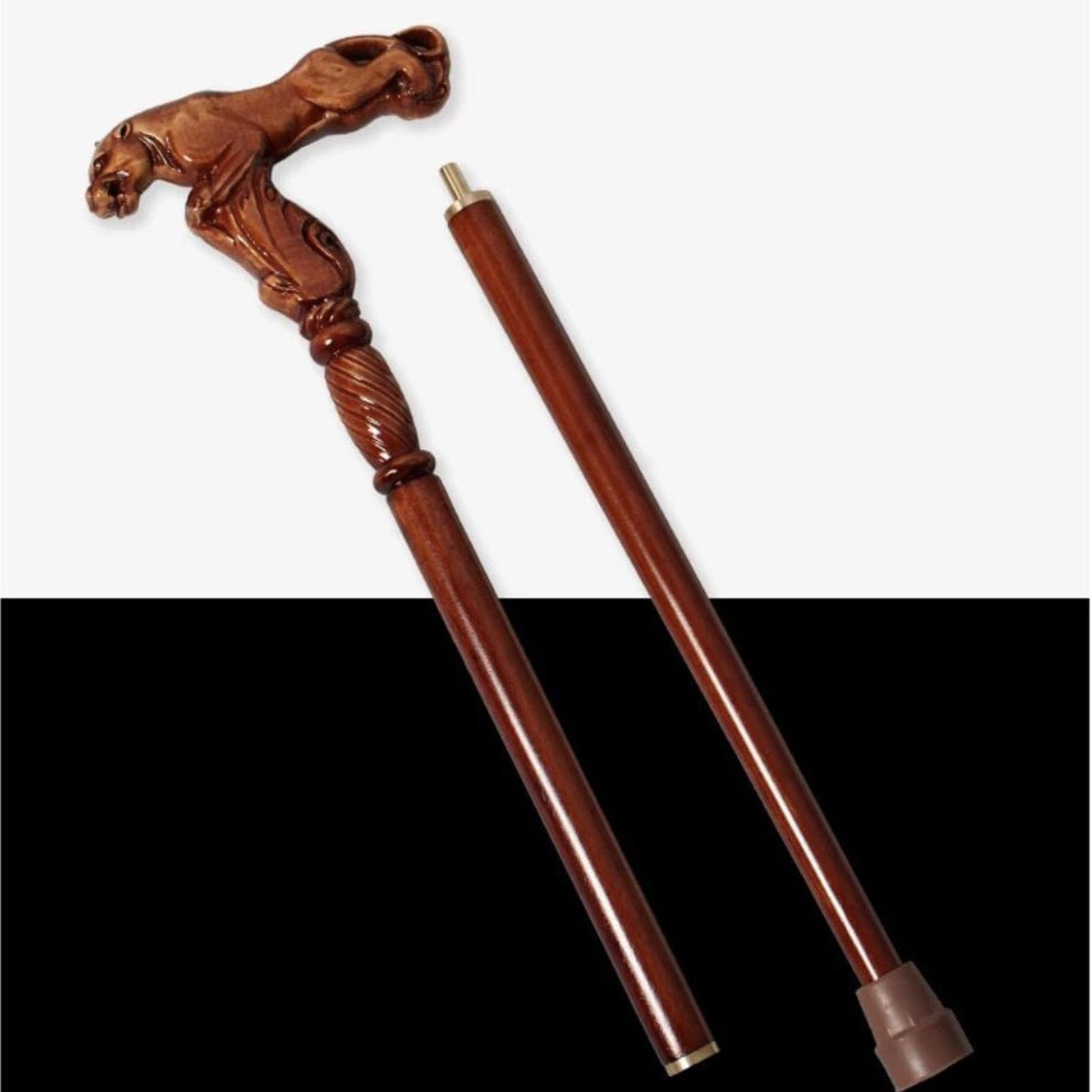 Bastón for caminar, bastones for caminar, bastón for caminar con cabeza de animal tallada a mano, bastón de madera con cabeza de leopardo tallada, bastón ligero, potente ayuda for caminar for personas
