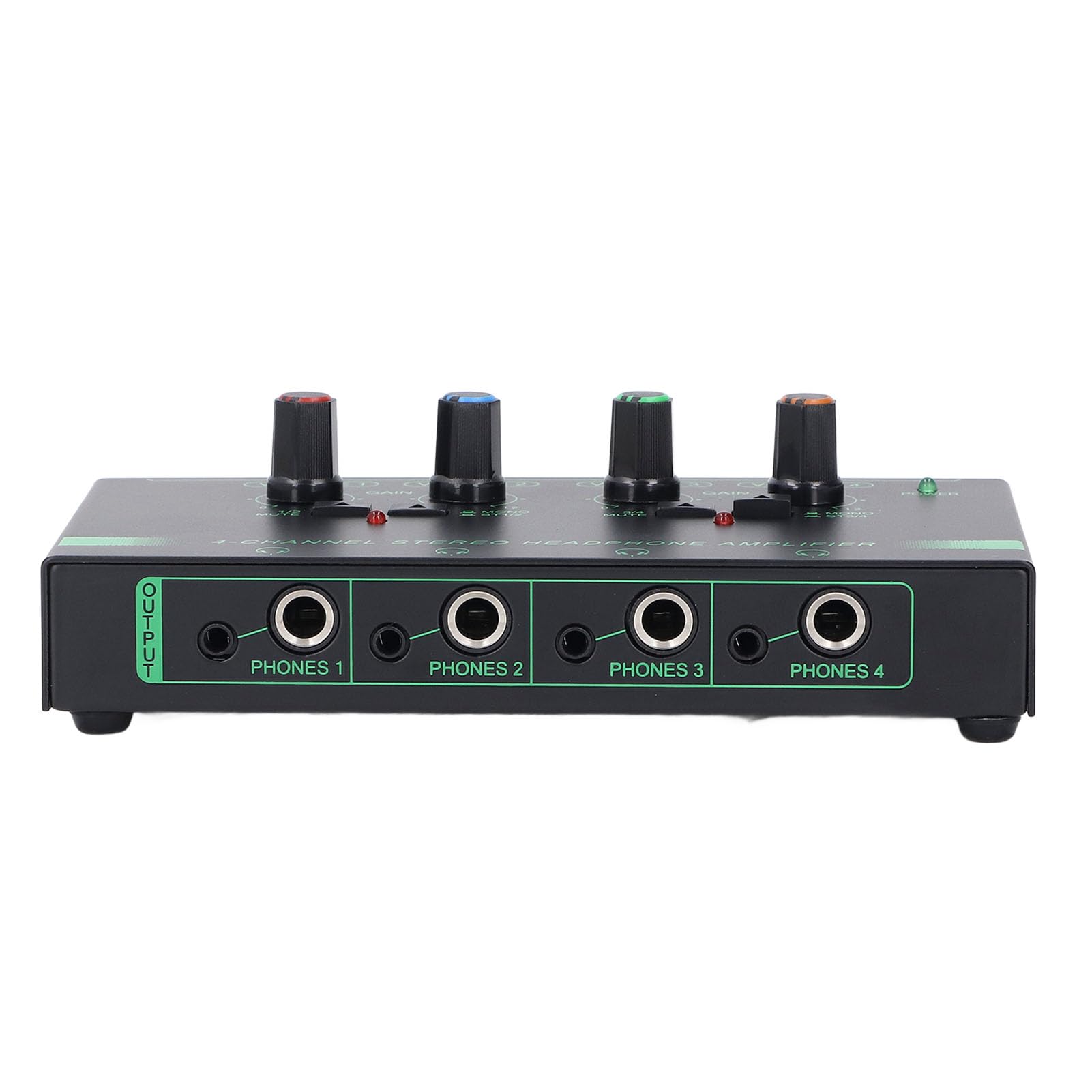 Amplificatore per Cuffie, Amplificatore Audio Mono/stereo a 4 Canali con Adattatore di Alimentazione, Mini Splitter per Cuffie per Studio e Palco, Jack per Cuffie 4×3,5 Mm e Jack