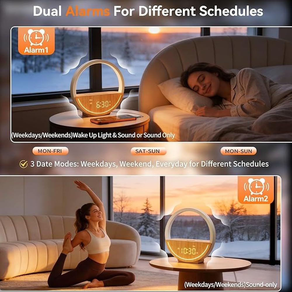 Réveil simulateur d'aube et de crépuscule, lampe de bureau