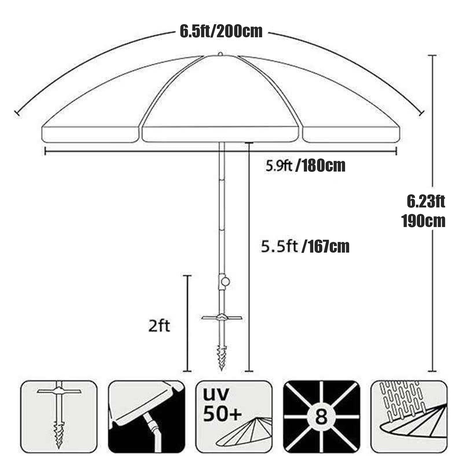180 cm 3-składany regulowany parasol tarasowy – ochrona przed promieniowaniem UV, wodoodporna osłona przeciwsłoneczna na zewnątrz z torbą do przenoszenia, na taras, basen, do ogrodu i na plażę
