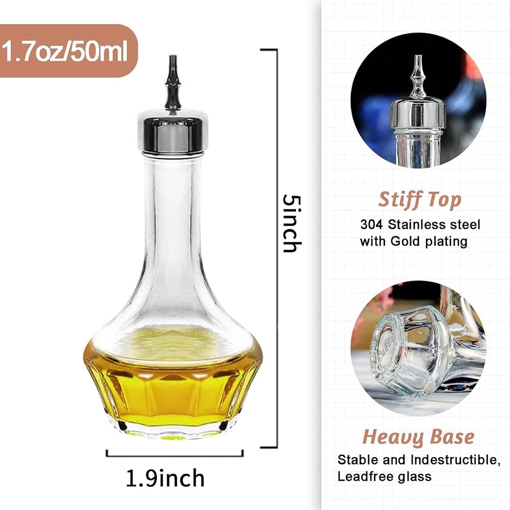 Cenei Bitter Bottle Set di 3 Bottiglie Dasher da 1,7 Oz/50 Ml, Strumento da Bar Professionale per La Creazione di, Bar e Ristoranti