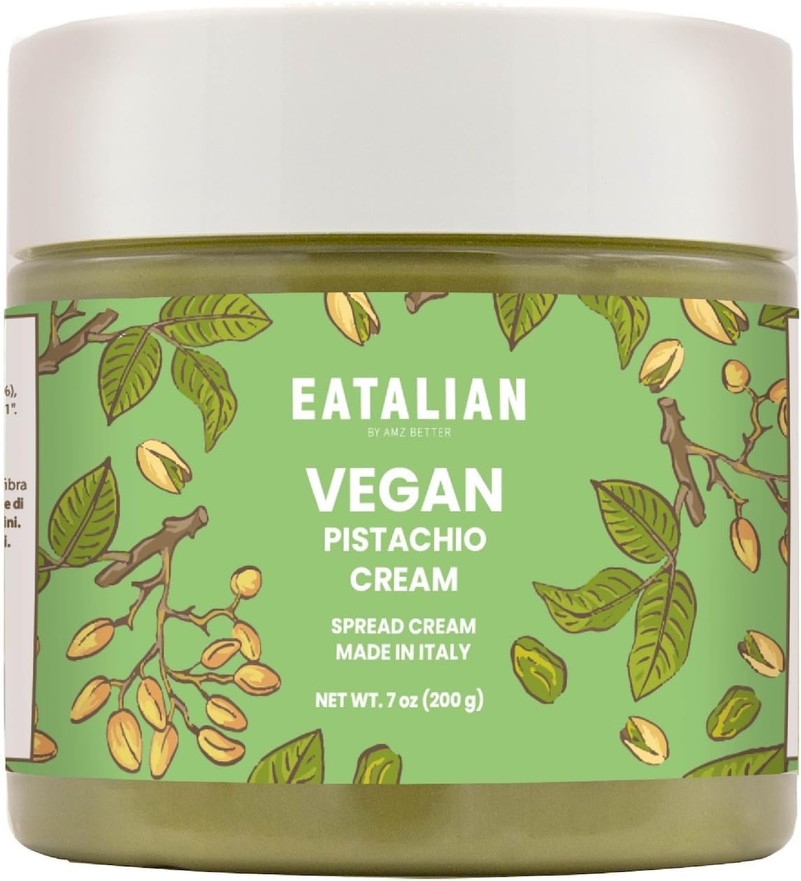 EATALIAN by AMZ BETTER Vegan Pistachio Cream, 7 oz/200 gr, Delicious vegan spread with a uniquely sweet taste, ideal on bread, perfect with ice cream, Excellent for Dubai Chocolate, Made in Italy