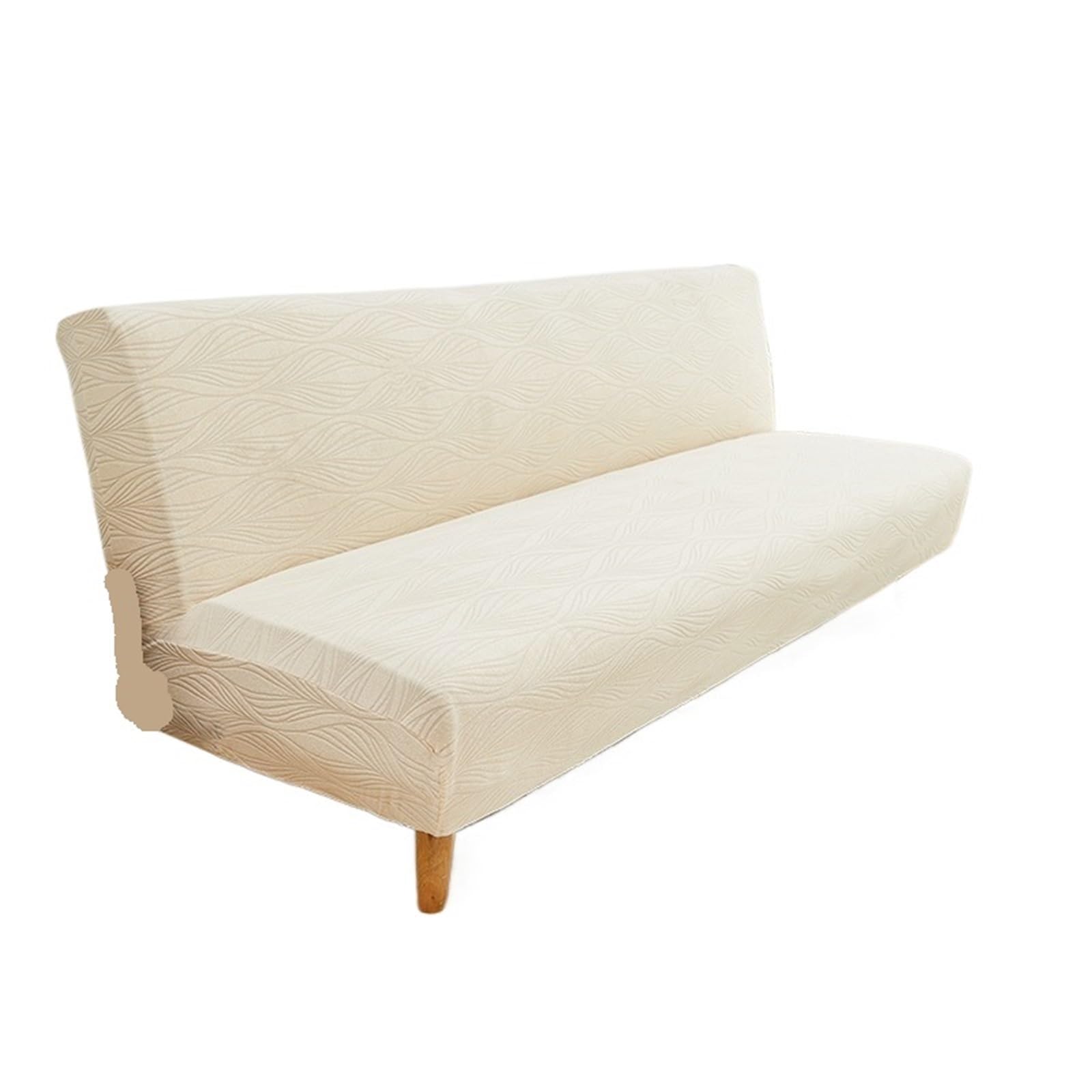 DHYUACN Armless Sofa Slipcover Jacquard Fabric Stretch Armless Sofa Bed Cover Protector Without Armress Elastic Slipcover(Beige,SIZE-A)