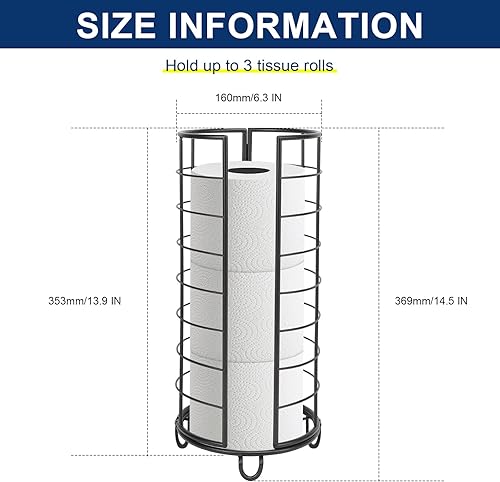 Miniatura 2 de NearMoon Soporte organizador de papel higiénico, 3 rollos de almacenamiento de pañuelos, accesorio de baño de metal, soporte de rollo de inodoro