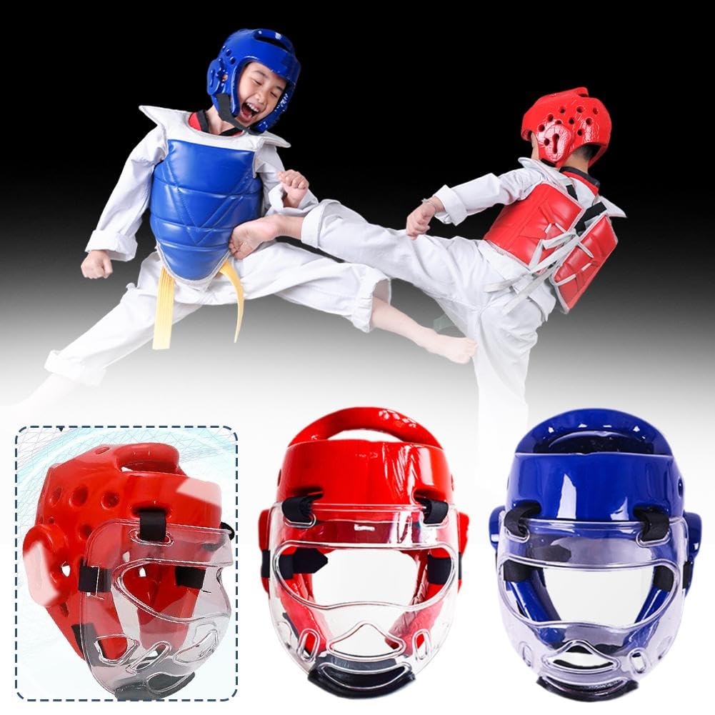 Caschetto Protettivo Per MMA, Taekwondo E Arti Marziali - Protezione Facciale Per Adulti E Bambini, Con Visiera In PC E Imbottitura In Schiuma NBR