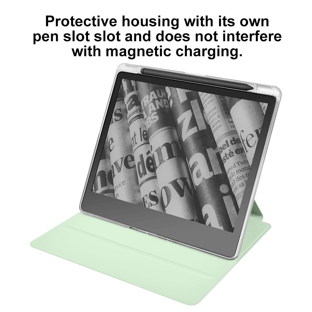 Kindle Scribe Case With Pencil Holder - 360 Rotation & Auto Wake/Sleep Dark Green