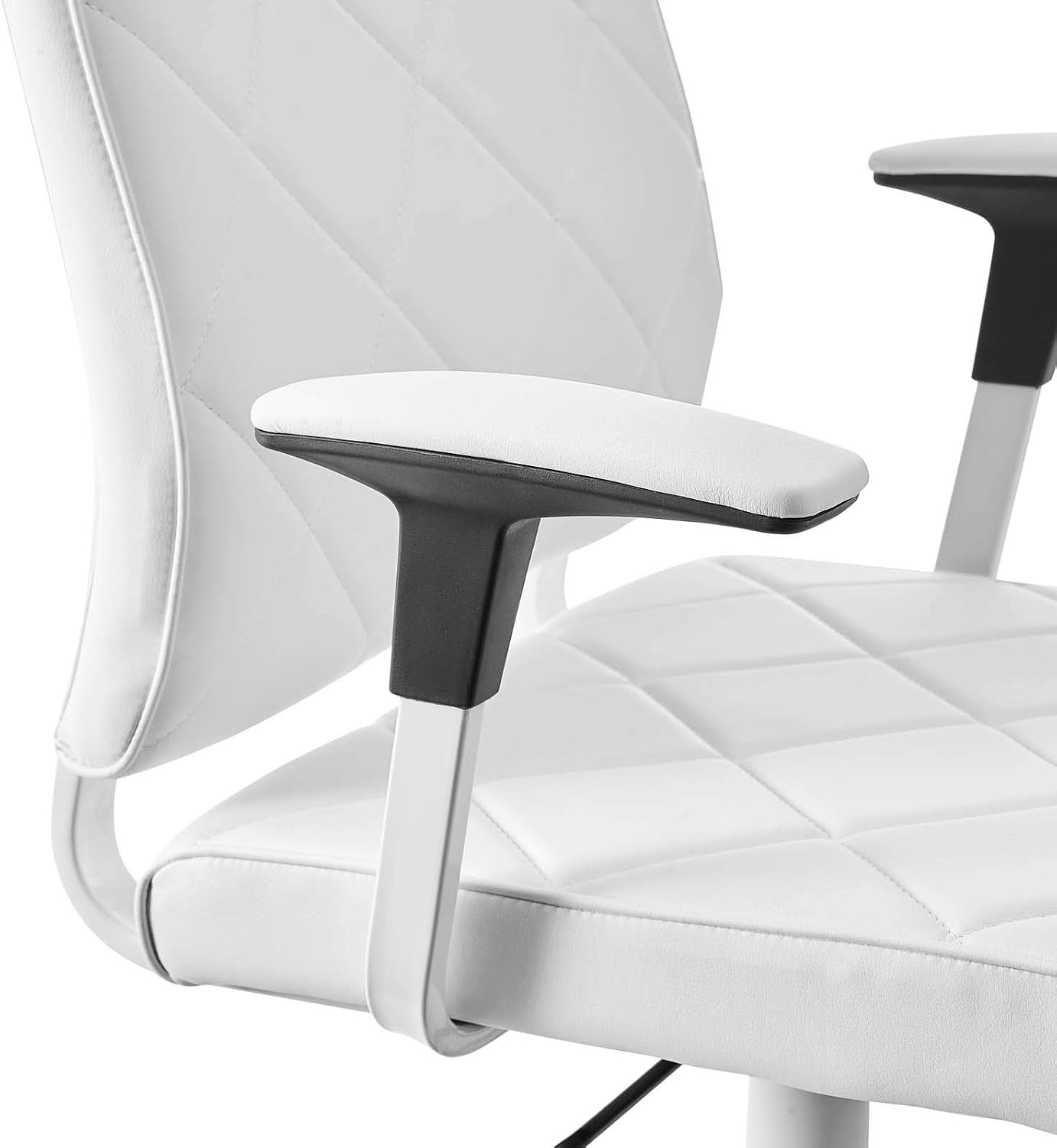 Modway Lattice Modern Faux Leather Mid Back Computer Desk Office Chair In White