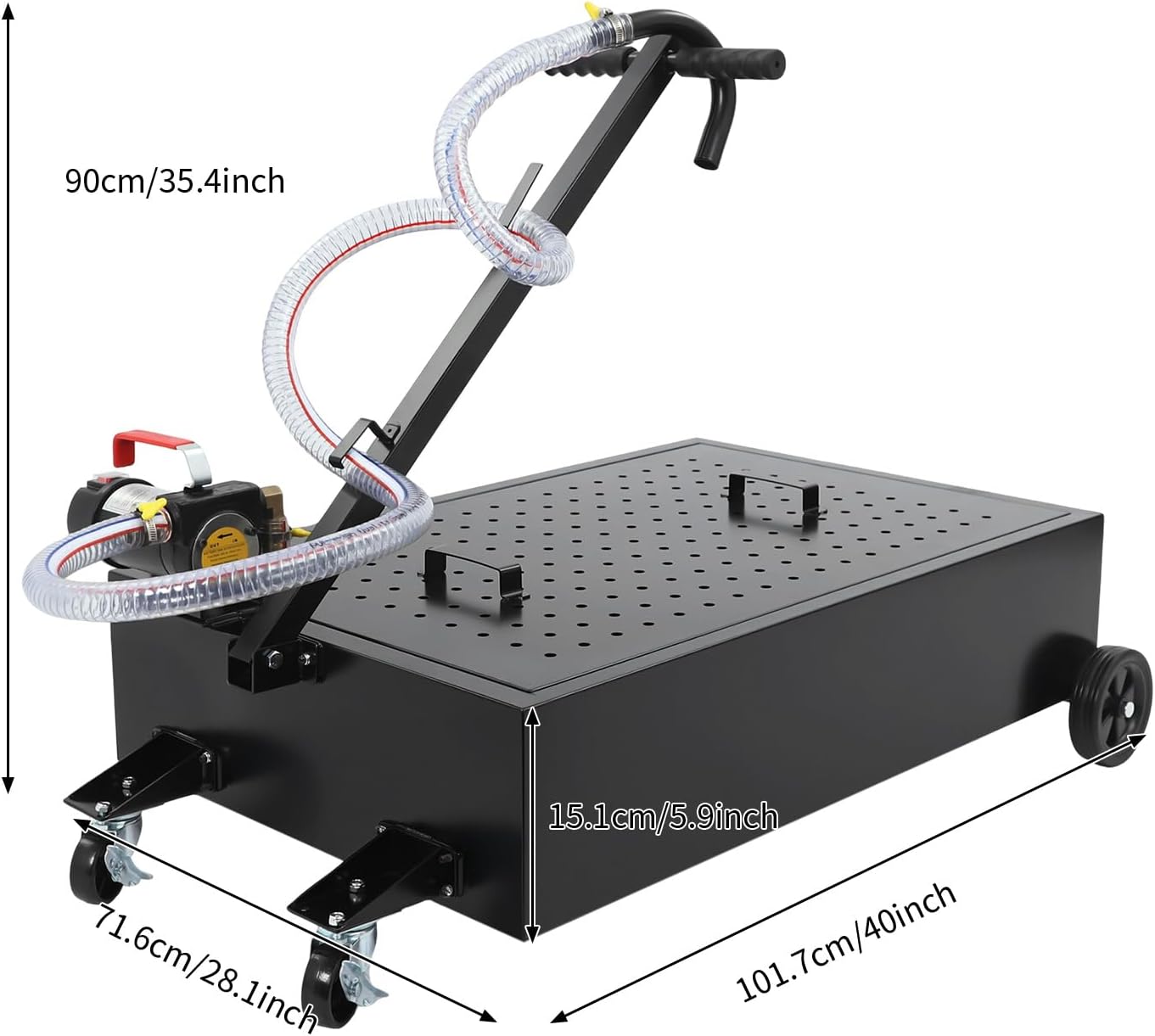 Oil Drain Pan with 155W Electric Pump, 20 Gallon Oil Drain Pan with 7.2 ft Long Soft Tube & Foldable T-Handle 4500 RPM Oil Drain Cart for Heavy-Duty Trucks, Buses, Cars, Suvs, Rvs