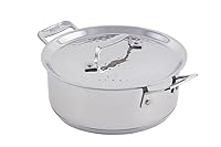 Vista 1 de Bon Chef 60000HF - Cacerola Cucina de acero inoxidable con tapa, acabado martillado, capacidad de 3 cuartos de galón, 11.4 pulgadas de largo x 8.9
