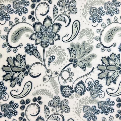 Soft Fleece Throw Blanket, Bohemian Boho Blanco Marino Floral Paisley, 50x70 miniatura 4