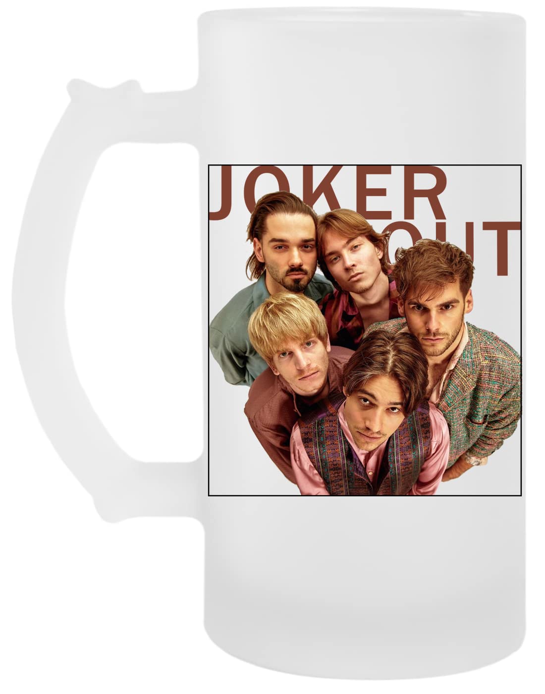 Jarro de cerveza Joker Out de vidrio grueso para fans de la banda