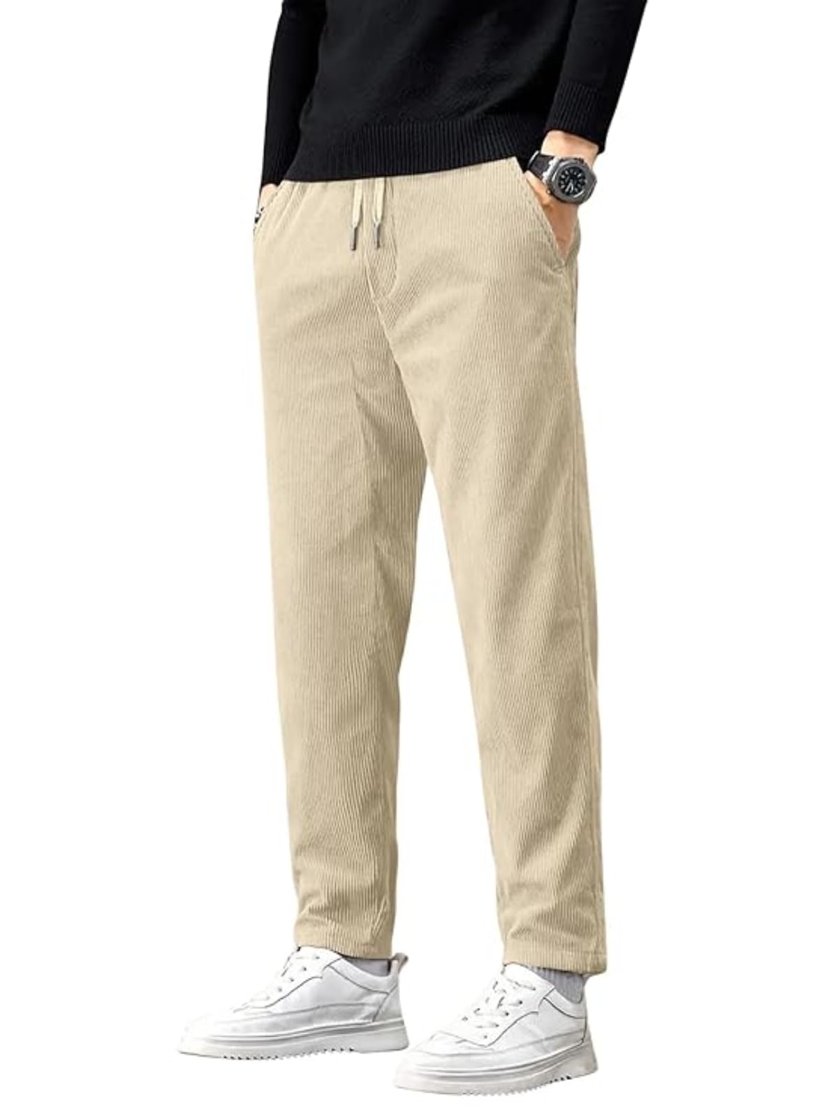 savayo Men’s Stretch Corduroy Everyday Pants | Soft-Touch Textured Chinos | Relaxed Straight Leg Silhouette | Breathable & Durable Heritage Style-picture-14