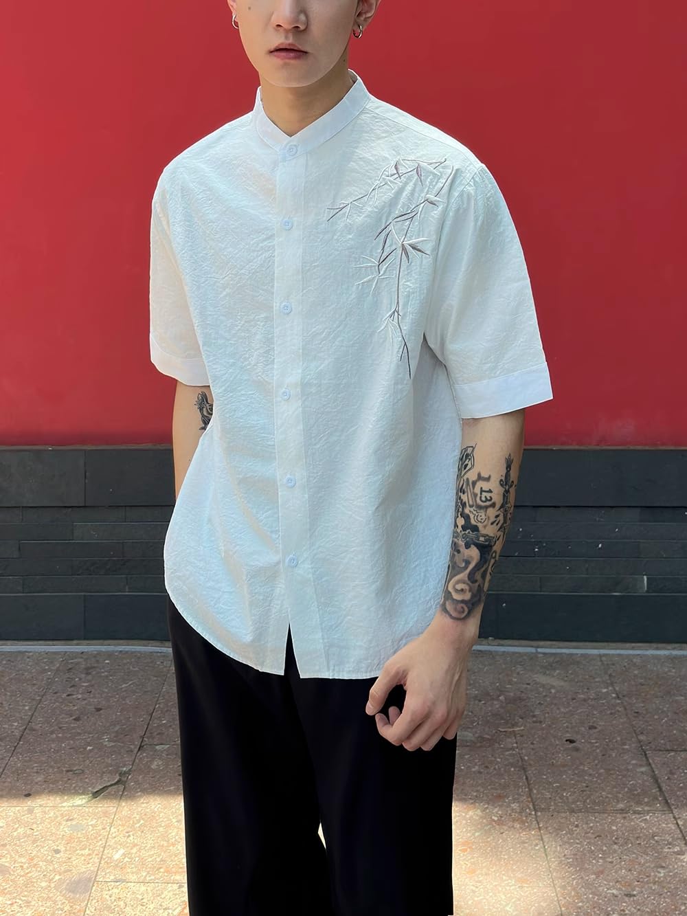 GUOYUXIAO Männer-Chino-Kurzarmhemd.