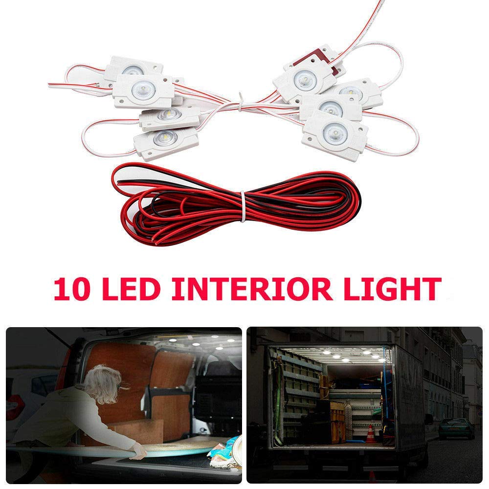 MASO 10 LED zestaw oświetlenia wnętrza samochodu – bardzo jasna lampa do czytania obiektyw roboczy do ciężarówki, zestaw samochodowy, przyczepa kempingowa, oświetlenie sufitowe (DC 12 V białe)