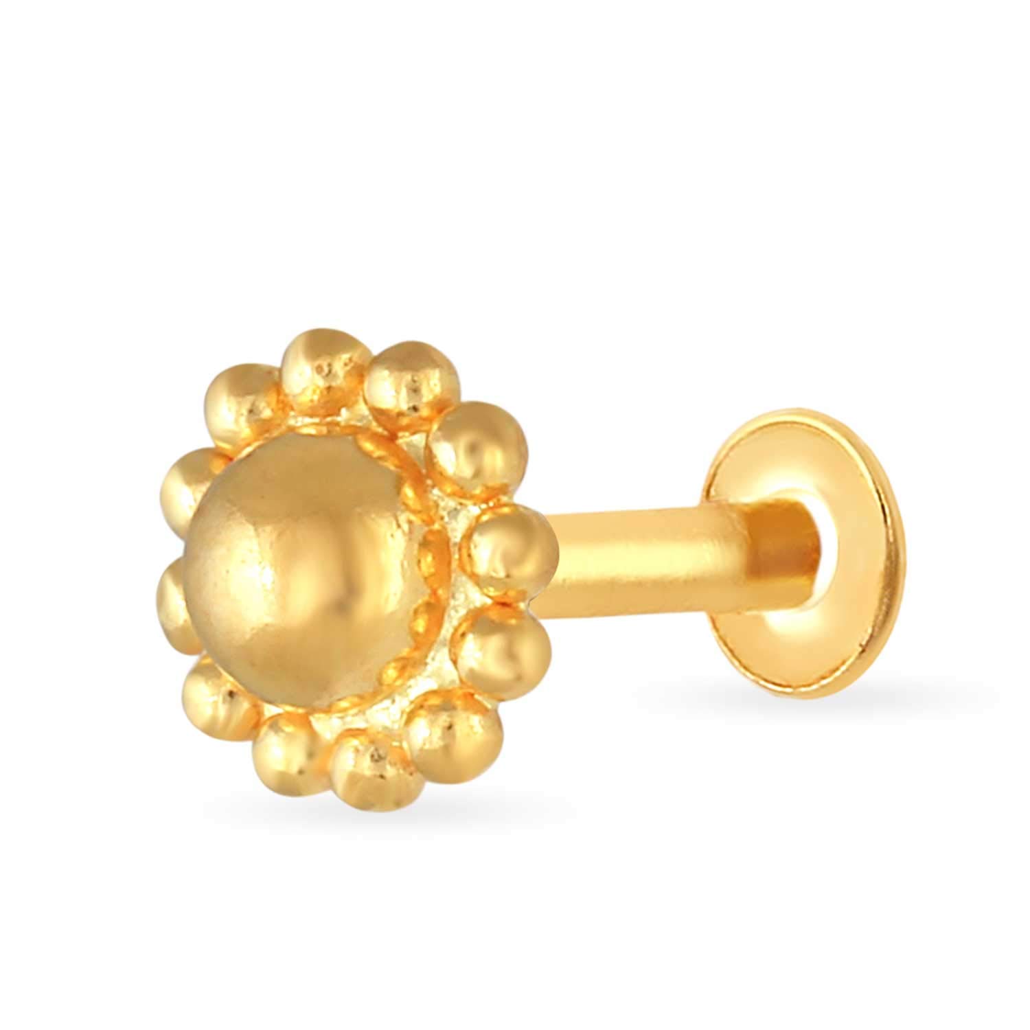 Yellow Gold Nose Pin for Women 22 k | 22k BIS Hallmark (916) Nose Stud for Women and Girls with Piercing