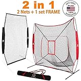 LuxSports 7X7 Commercial Grade Heavy Duty Baseball&Softball Practice Net with Strike Zone, Premium Carrying Bag and Stakes for Hitting, Pictching, Fielding and More