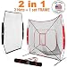 LuxSports 7X7 Commercial Grade Heavy Duty Baseball&Softball Practice Net with Strike Zone, Premium Carrying Bag and Stakes for Hitting, Pictching, Fielding and More