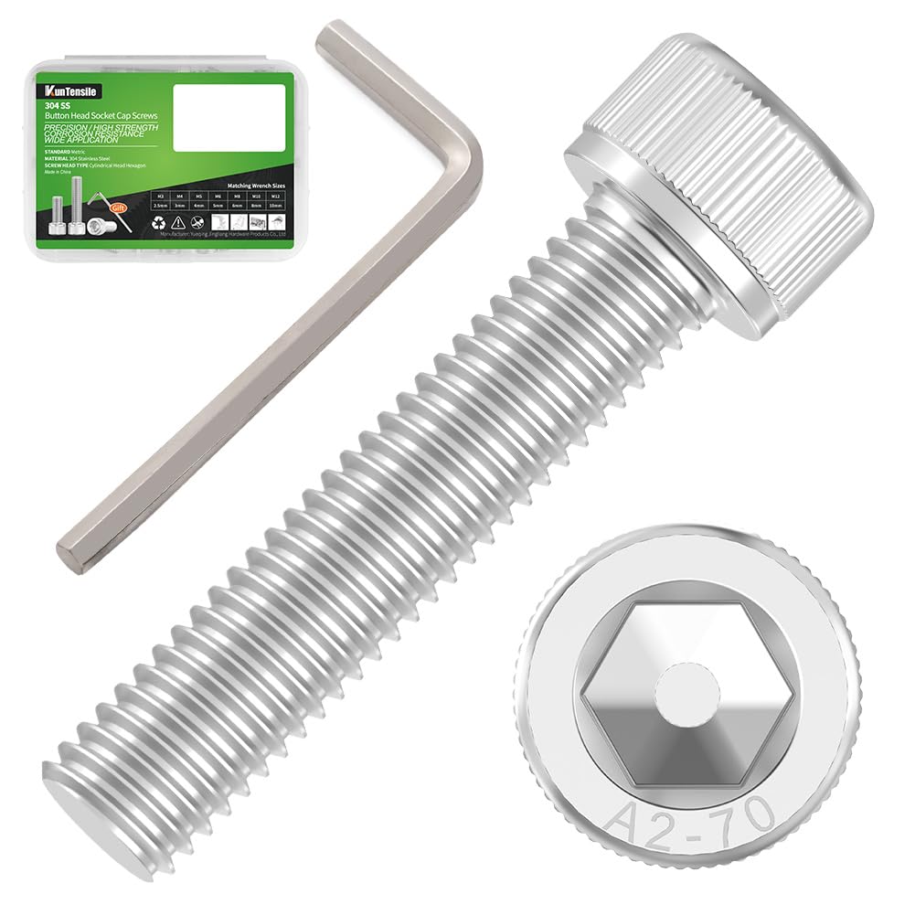 50 Pcs M6x30mm Hex Socket Cap Head Screws Bolts - 304 Stainless Steel Metric Machine Screws with Hex Spanner DIN912