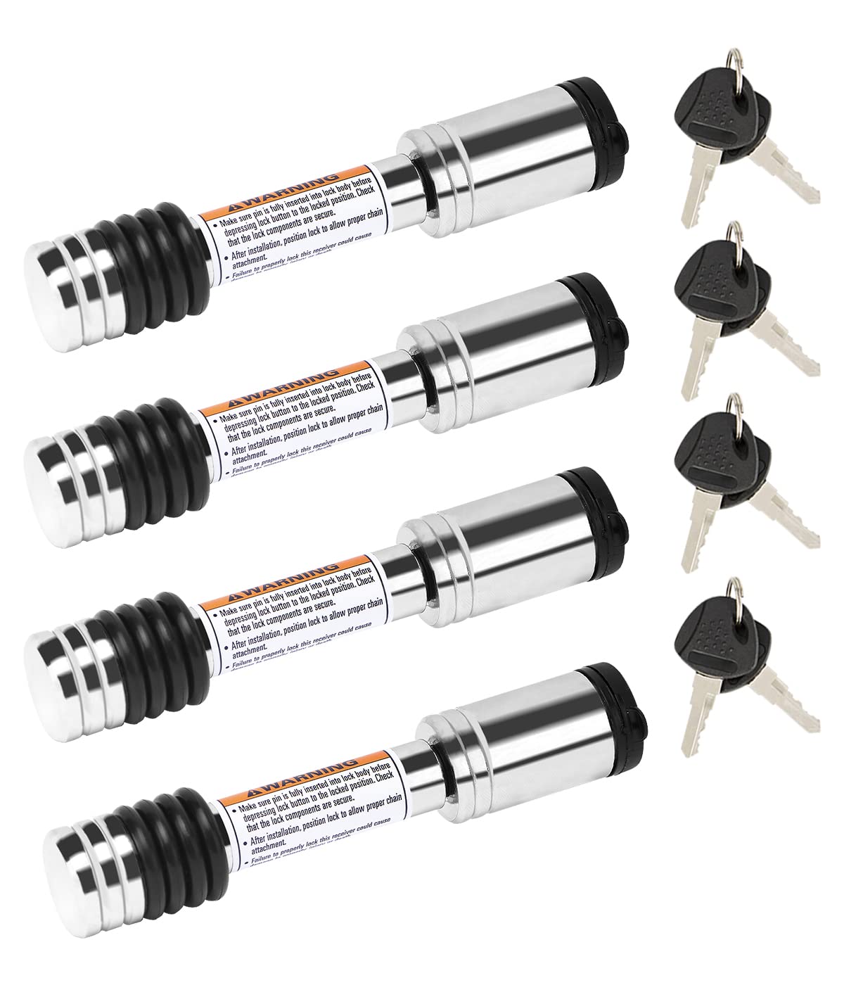 METOWARE Keyed Alike Trailer Hitch Lock, 5/8" Dia, Fit 2" Receiver, 4PC