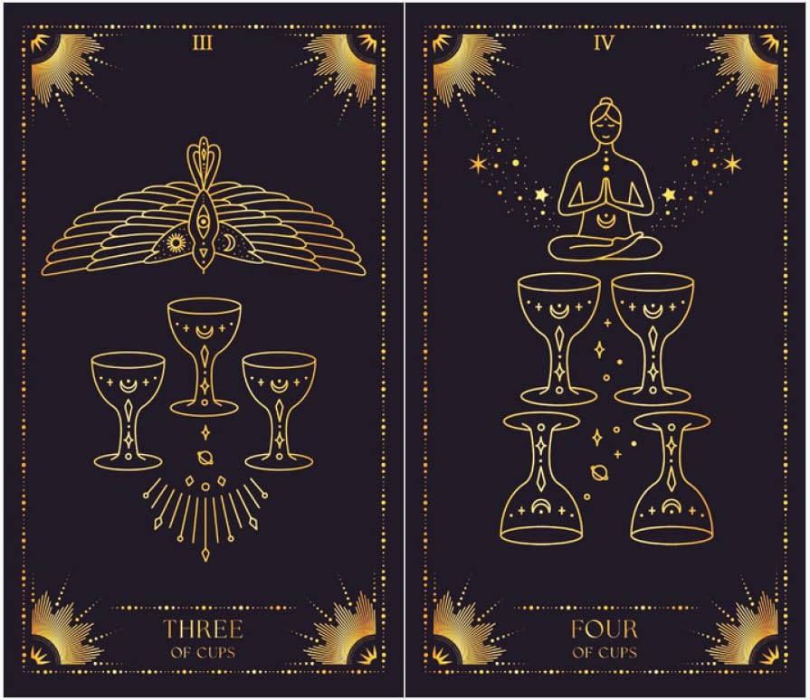 Starry Night Tarot Cards Deck 78 cartes de tarot magiques, jeu de tarot noir et doré
