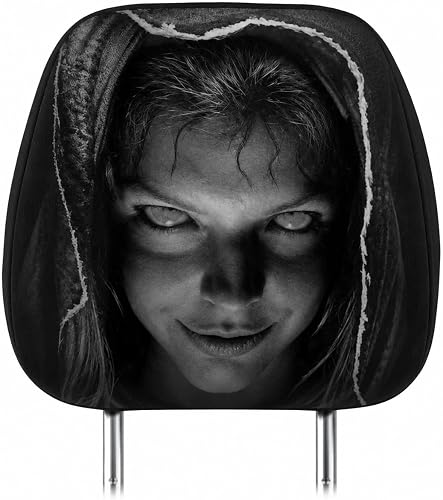 Scary Horror Face Car Headrest Cover, 2pcs, 28 x 26 cm