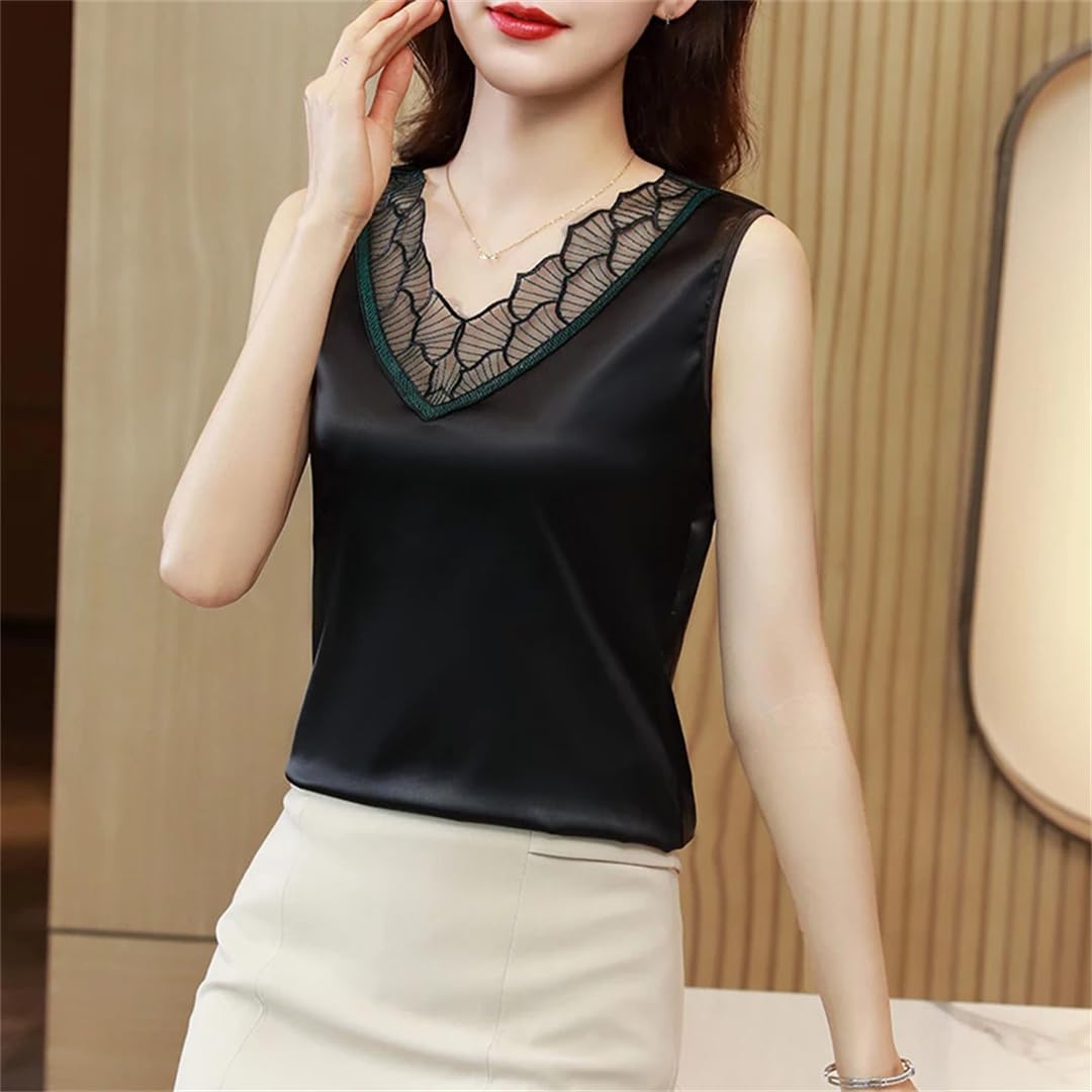 Camicie da ufficio allentate con scollo a V da donna estive casual senza maniche cime
