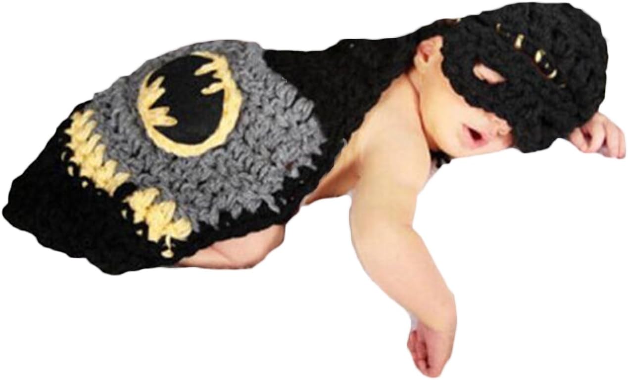 Vayne Newborn Baby Boy Crochet Costume Photography Props Cartoon Knitting Hat Bow Infant Photo Props Outfits Suit
