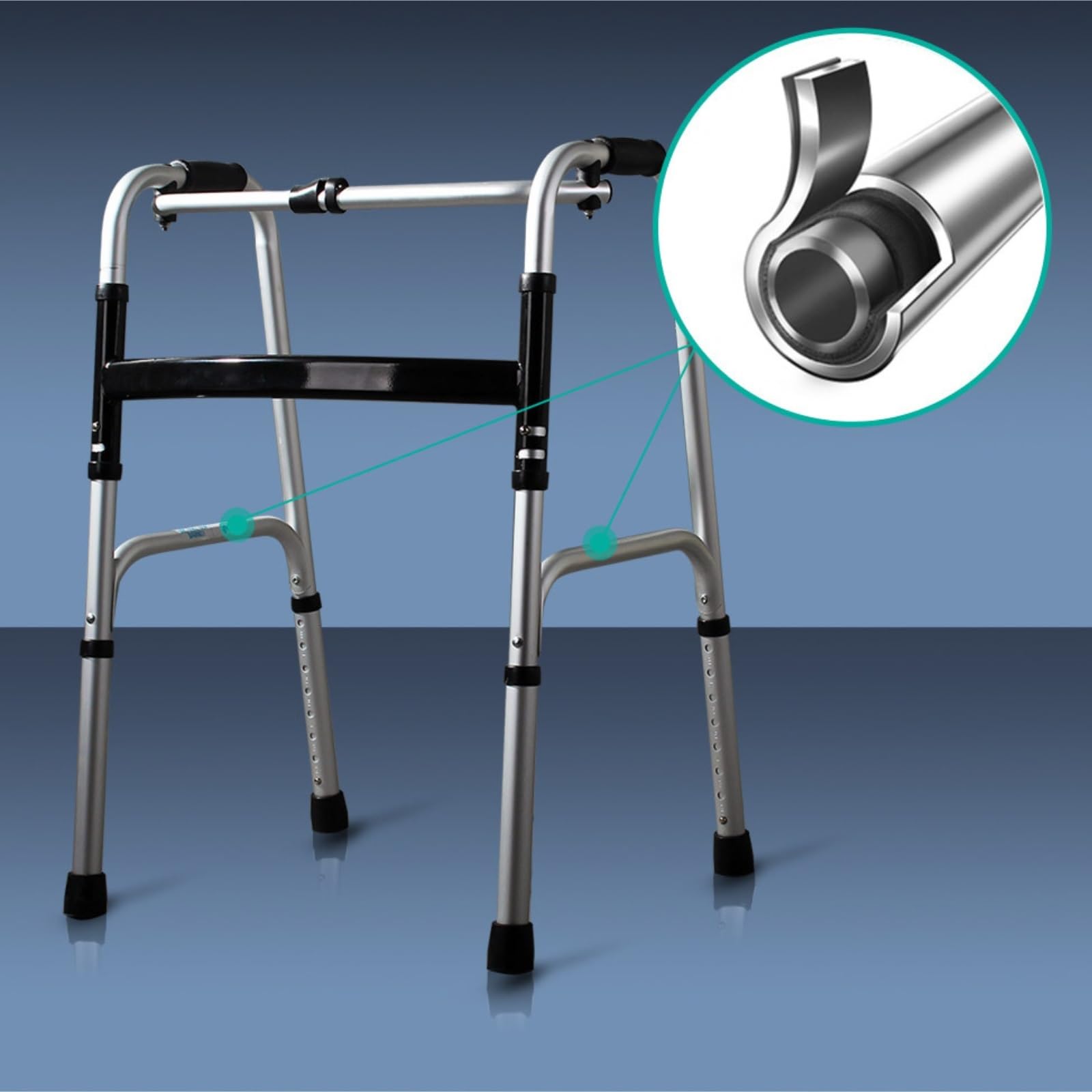 Deambulatore Walker Resto Sedile per Sedile Attaccabile Deambulatore Pieghevole Pieghevole Verticale con Sedile Regolabile in Altezza per Bagno