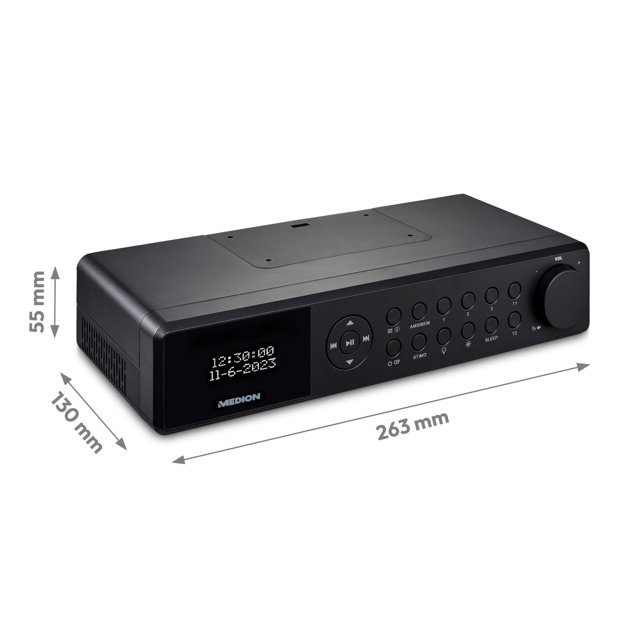 Radio de Cuisine encastrable MEDION E6660 (Radio de Cuisine Dab+, Radio FM PLL, Bluetooth, Barre Lumineuse LED, encastrable, minuterie de Cuisson, Affichage de l'heure) Noir