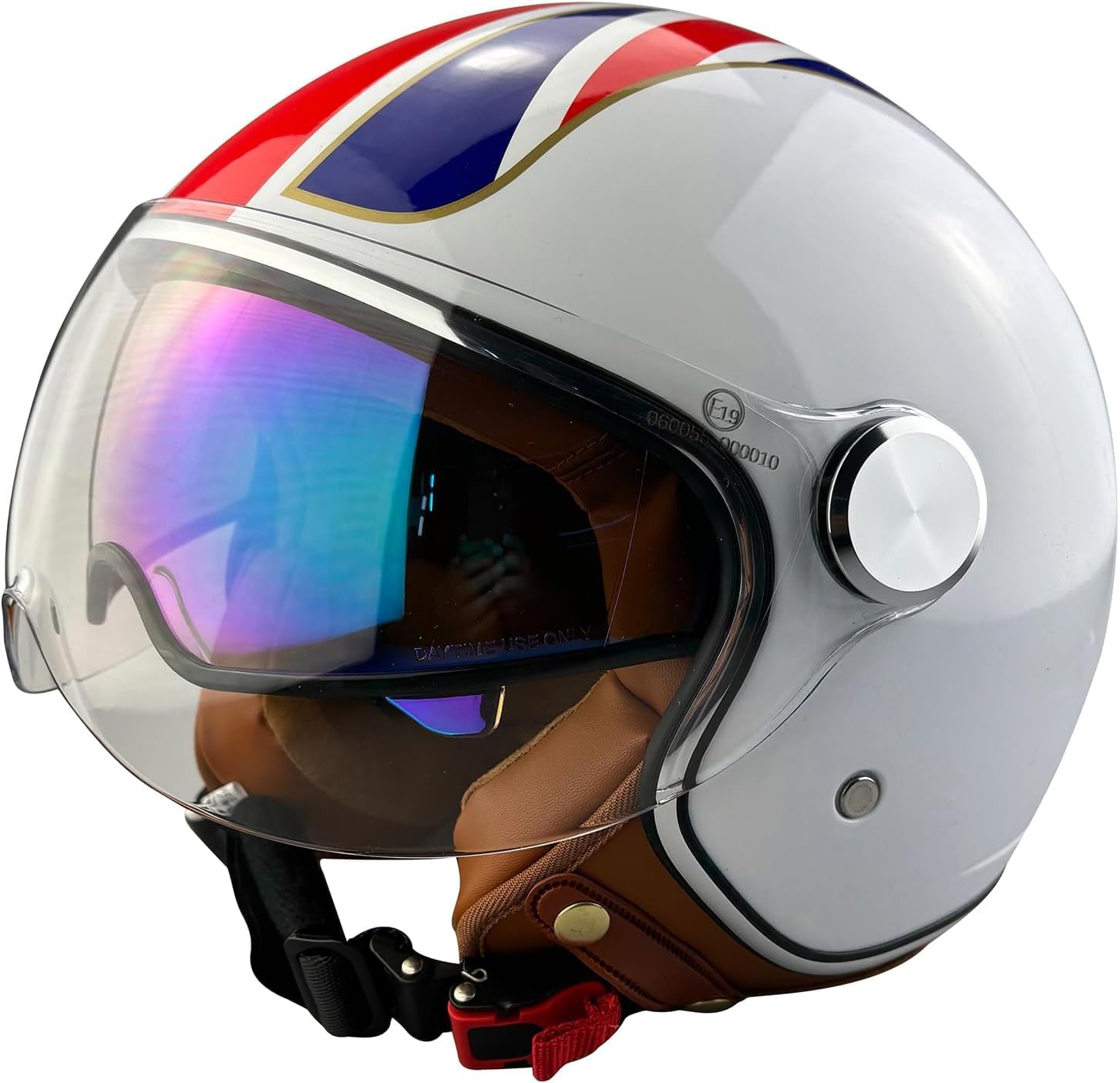 Casque de Moto Ouvert ViPER RSV19 - Casque Jet pour Scooter et Moto, pour Hommes et Femmes, avec visière Solaire