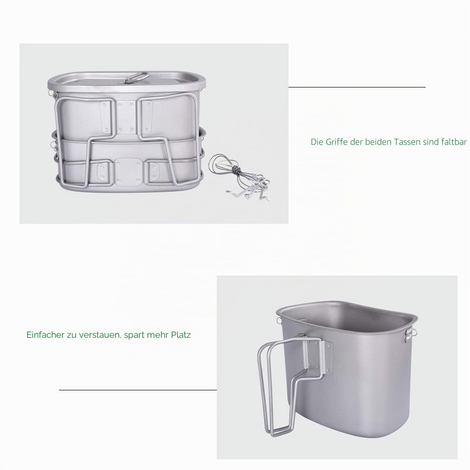Boundless Voyage 1100ml Titan Feldflasche 750ml 400ml Becher Outdoor Camping Kochgeschirr Militär Kantine Wasserflasche Kochset Essgeschirr Nierenwasserflasche mit Tarnbeutel