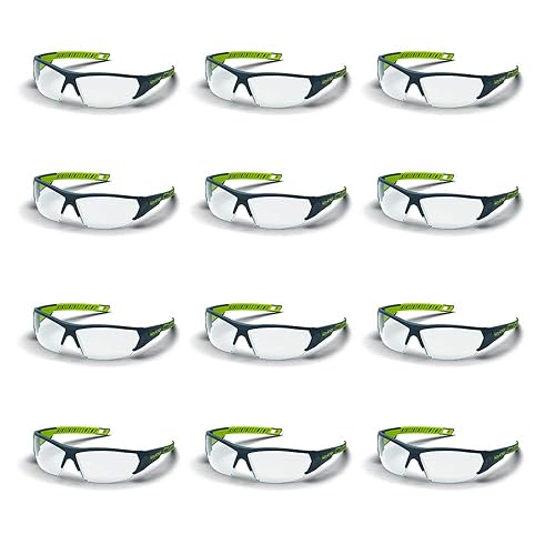 HexArmor MX250 - Gafas de seguridad ligeras, lente transparente, revestimiento antivaho TruShield, paquete de 12