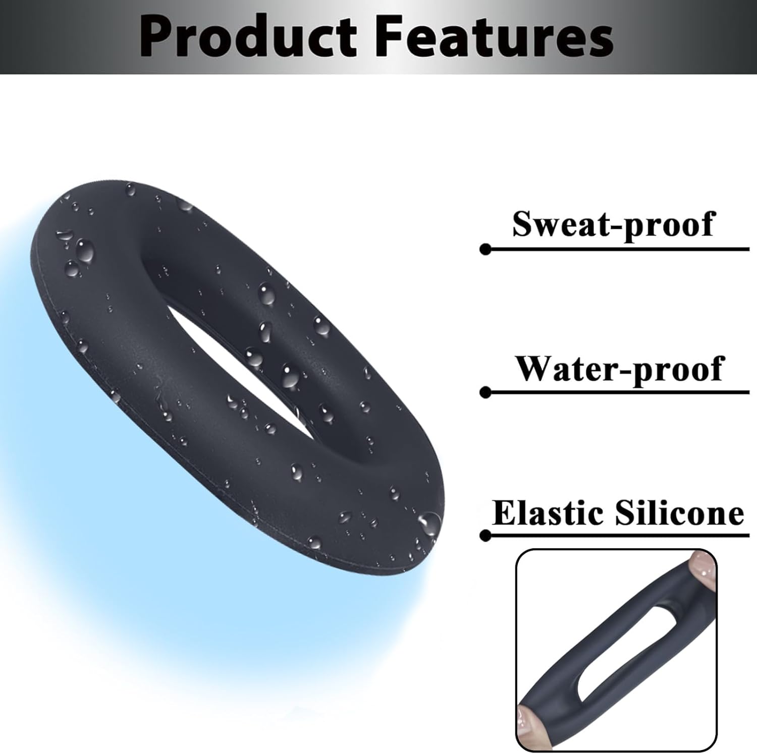 Adhiper 3-in-1 Silicone Sweat Case Cover for Sony WH-1000XM6 Headphones, XM6 Covers Accessories Silicone Ear Pads Covers & Headband Cover & Ear Cups Protector, Washable & Sweatproof - Midnight Blue - Image 5