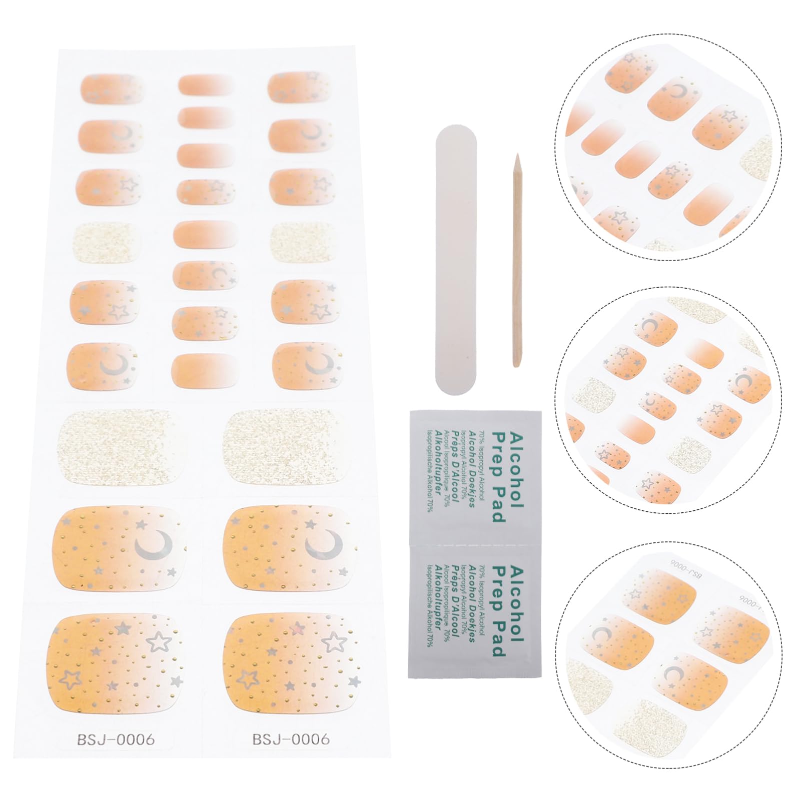 Ipetboom 4ensembles Autocollants Gel Pour Kit De Décoration Avec Fichier Et Bâtonnet Manucure Éléguante Et Pour Et