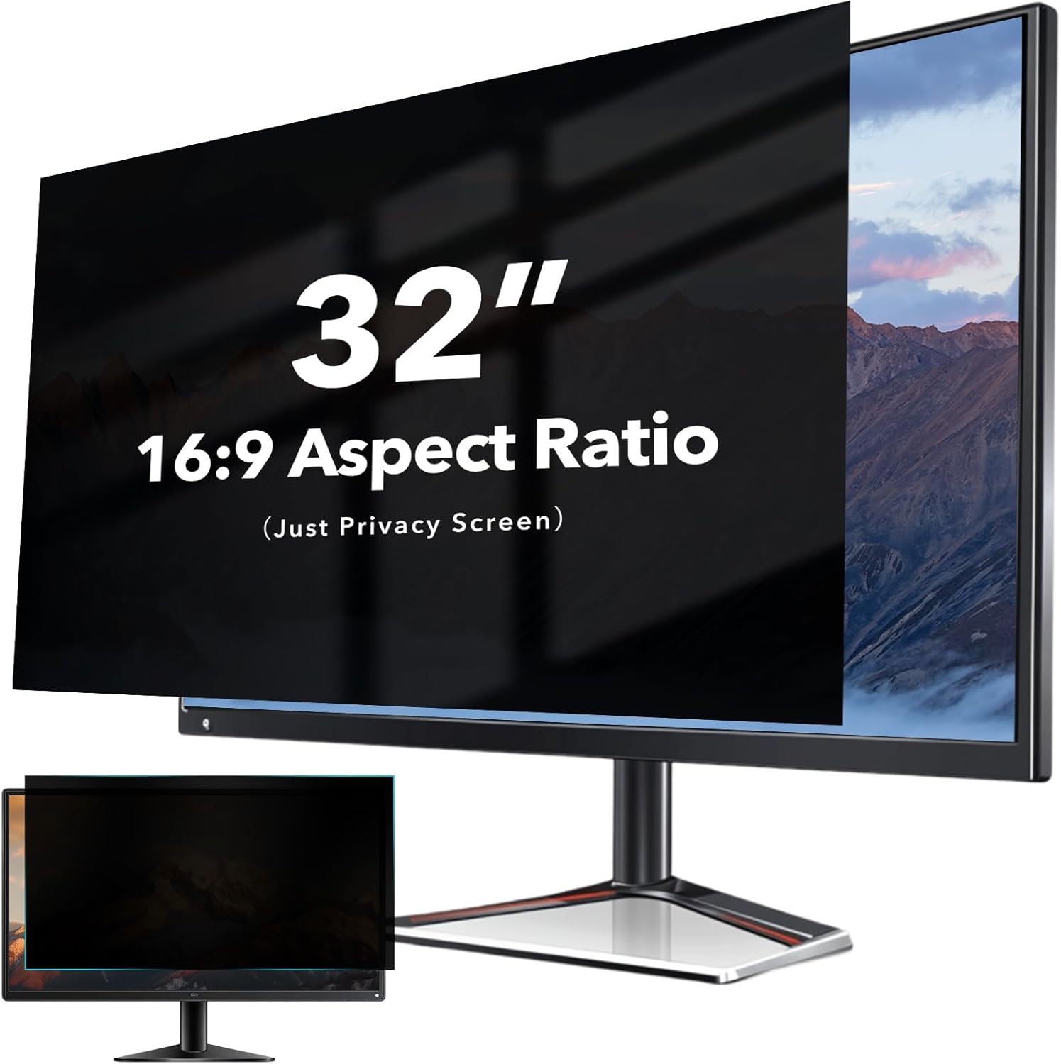 32 inch Curved Computer Privacy Screen Filter for 16:9 Widescreen Monitor, Anti Glare Blue Light Filter, Anti-Scratch Computer Screen Privacy Shield, Removable Monitor Privacy Screen Protector Film