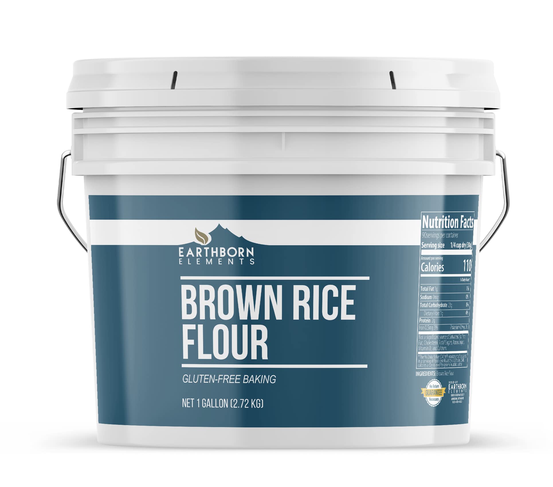 Earthborn Elements Brown Rice Flour 1 Gallon Bucket, Gluten-Free, Baking